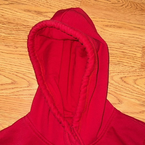 Men’s Hollister Red Drawstring Hoodie with Chest and Sleeve Logo - Picture 2 of 8